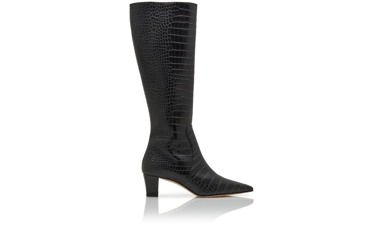 Botas altas hasta la rodilla de cuero de becerro negro