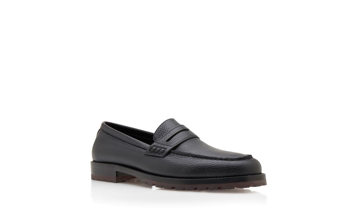 Zapatillas de cuero de vitela negro