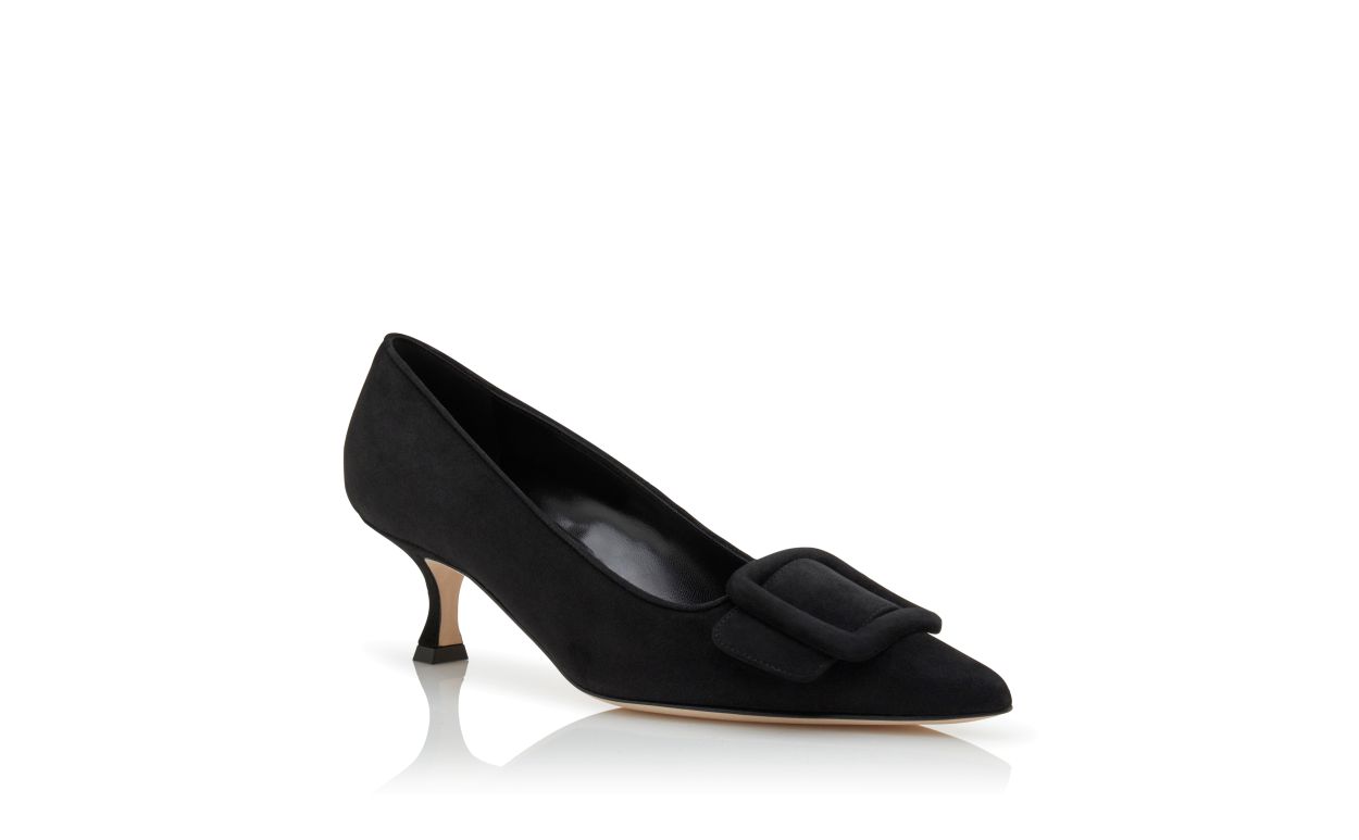 Zapatillas de punta en ante negro con hebilla