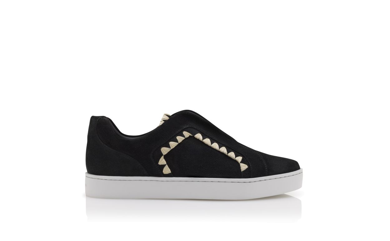 Zapatillas de gamuza negra con puntada de manta