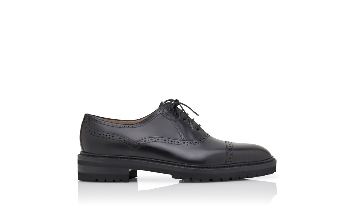 Zapatos de cuero de becerro negro con cordones
