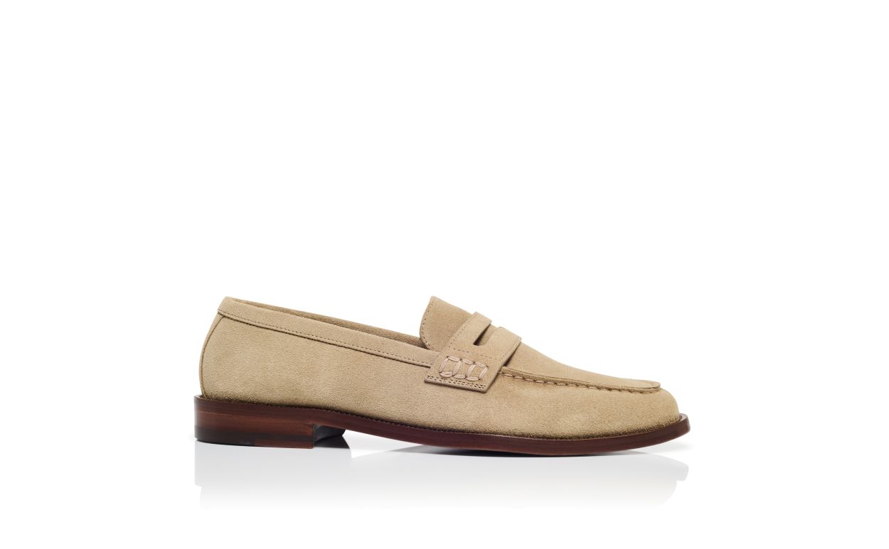 Zapatillas de cuero beige con cordones
