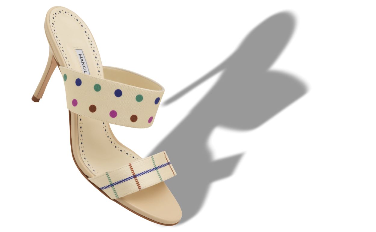 Mocasines Cream Silk con Detalle de Cuadros y Puntos