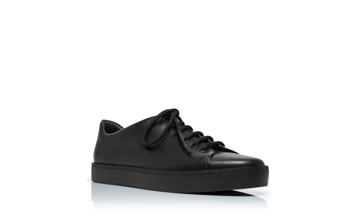 Zapatillas de cuero de becerro negro