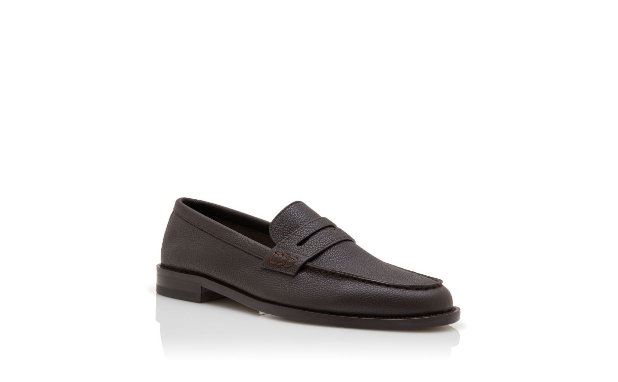 Zapatillas de cuero de ternera marrón oscuro