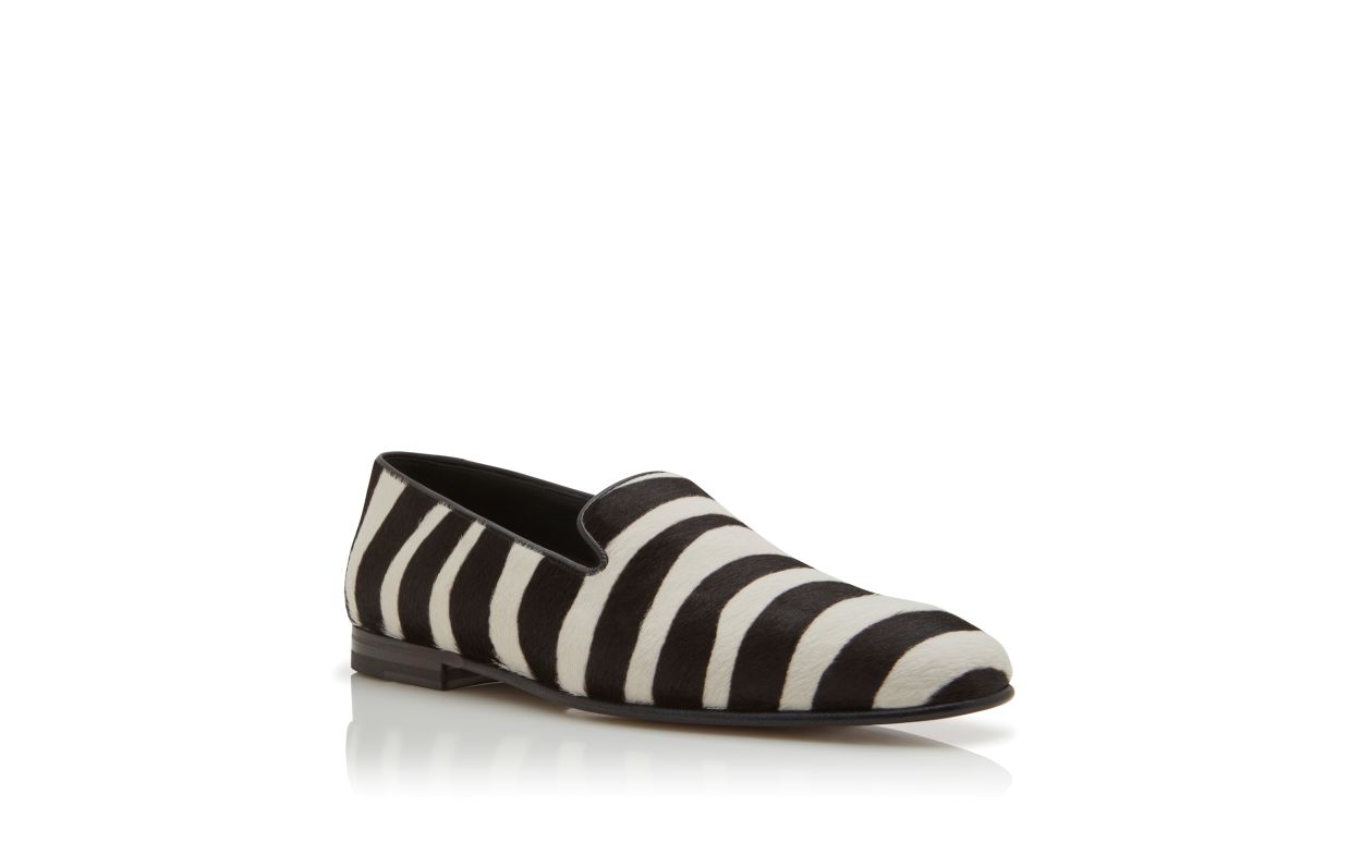 Zapatillas de cuero de ternera con estampado de cebra