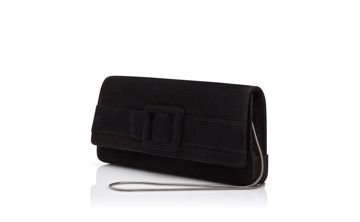 Bolso de mano con hebilla de ante negro