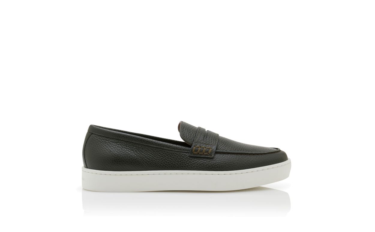 Zapatillas de cuero de ternera verde oscuro