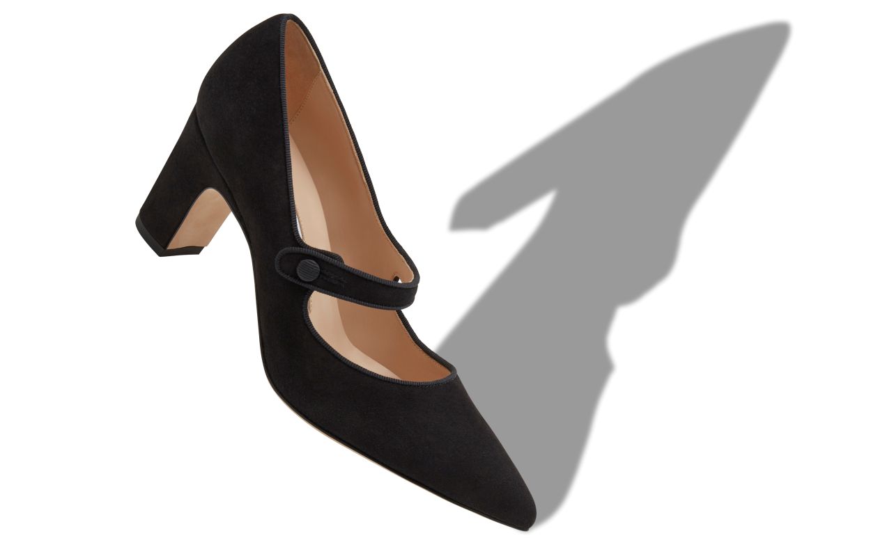 Zapatos de tacón Mary Jane de ante negro