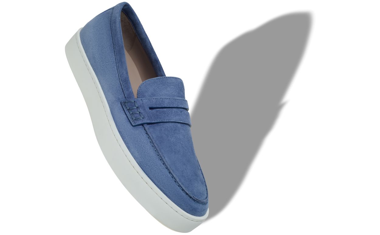 Zapatillas de cuero azul con cordones