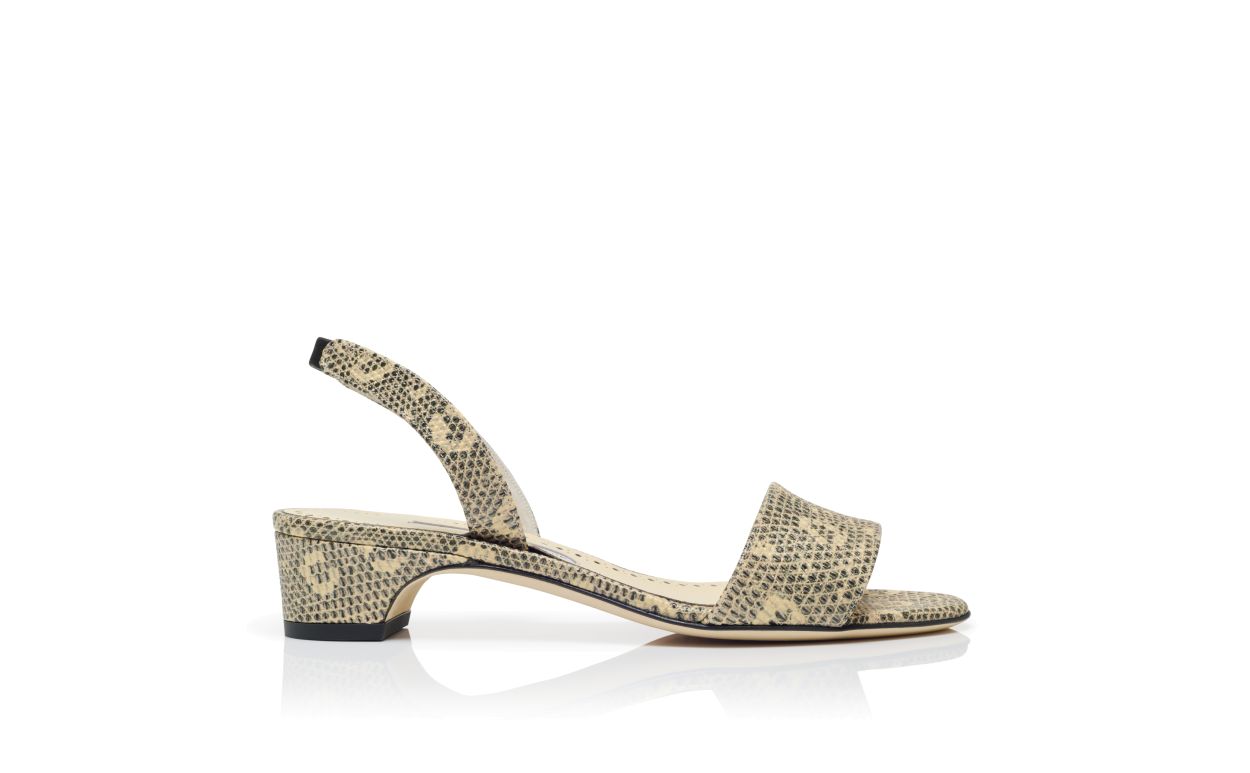 Sandalias de cuero de ternera con estampado de lagarto