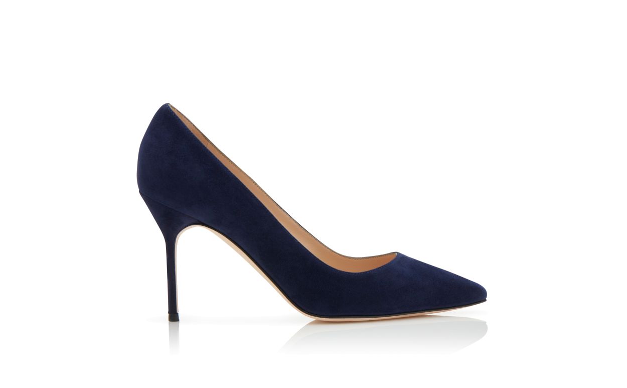 Zapatillas de punta puntiaguda de ante azul marino