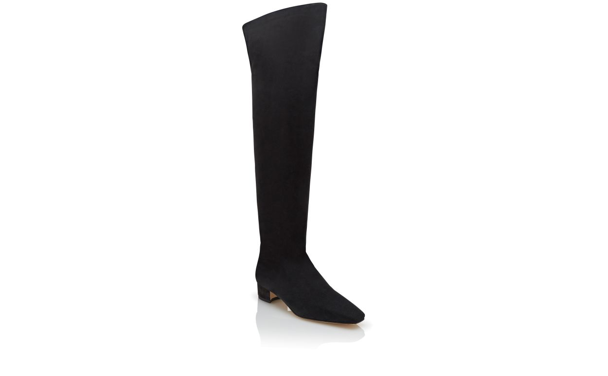 Botas de Tobillo Altas de Gamuza Negra