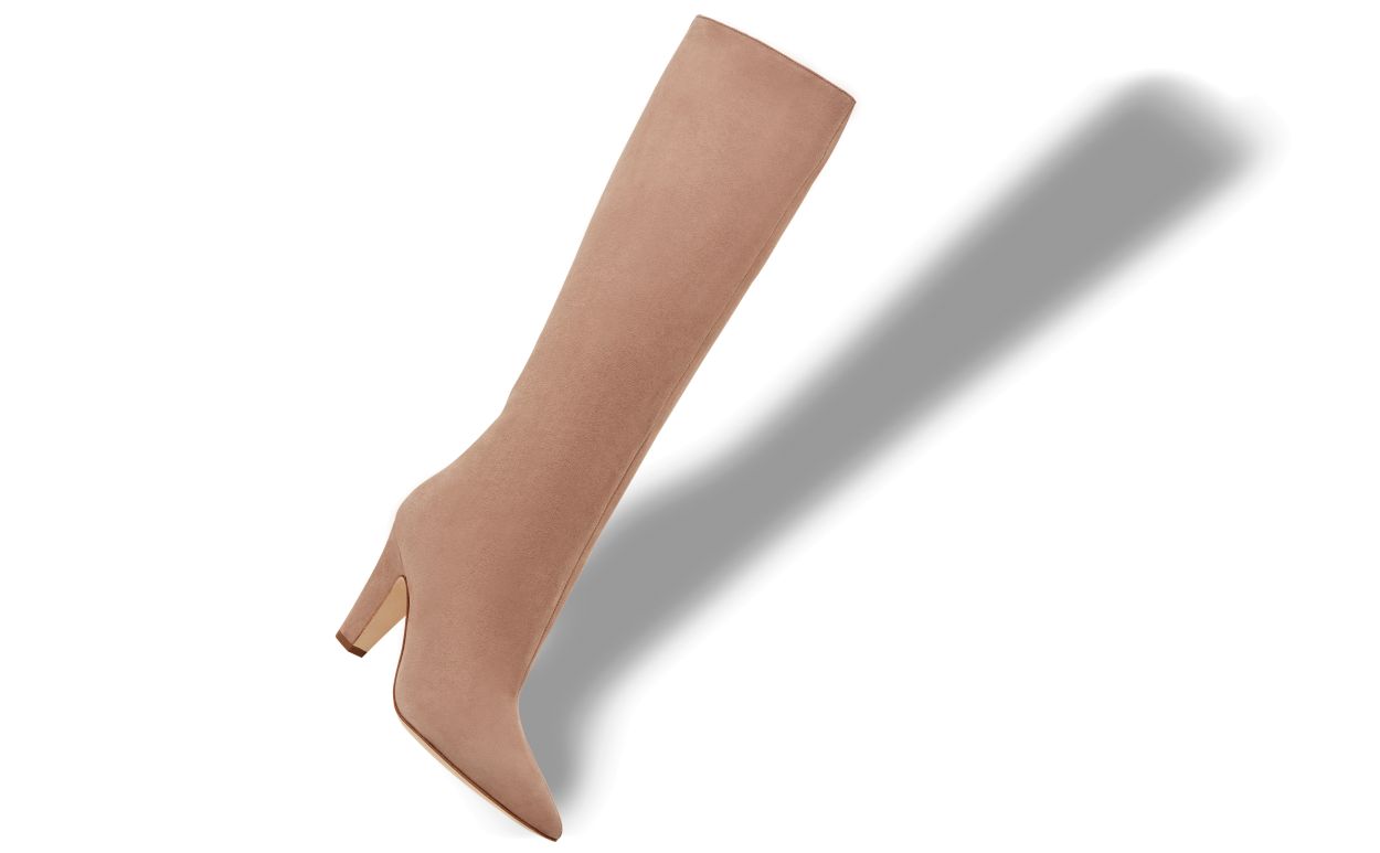 Botas altas hasta la rodilla de ante beige oscuro
