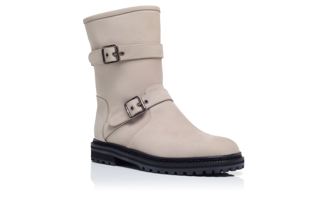 Botas de tobillo con hebilla doble de nubuck gris