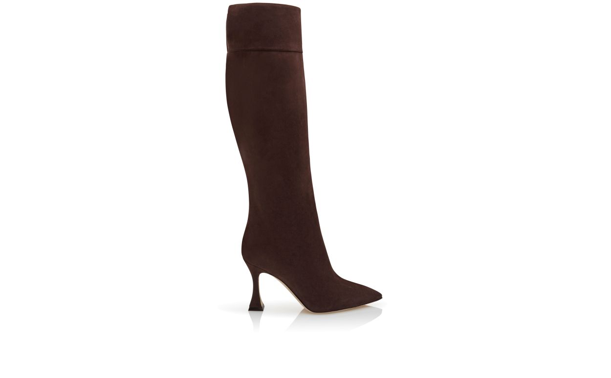 Botas de Tobillo Altas de Piel de Cabrito Marrón Oscuro