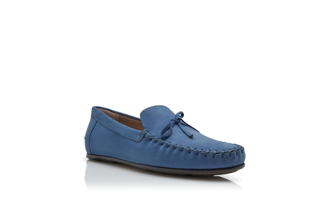 Zapatos de conducción de cuero nubuck azul