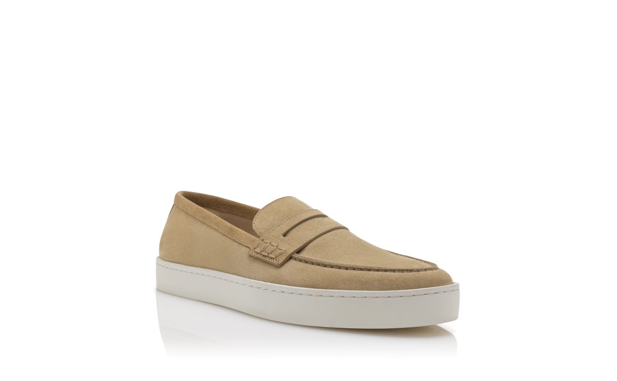 Zapatillas de vestir sin cordones de ante beige claro