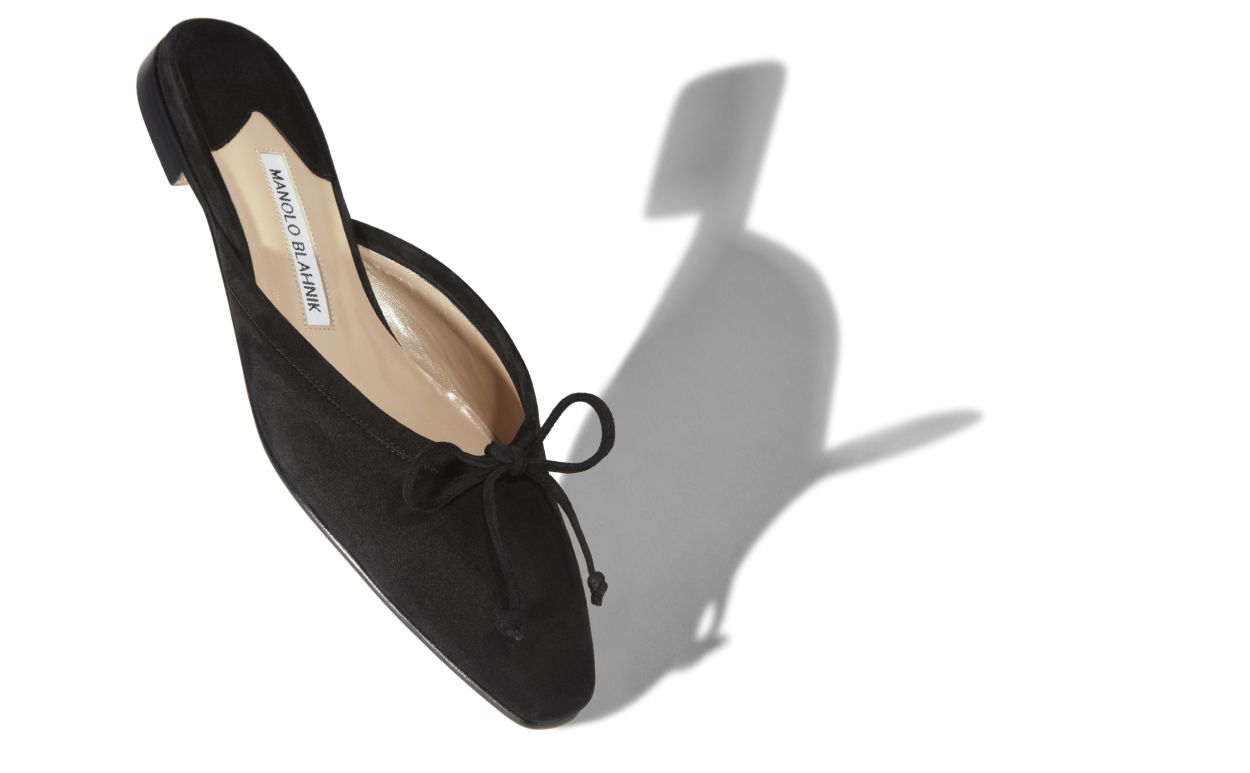 Mules planas de ante negro