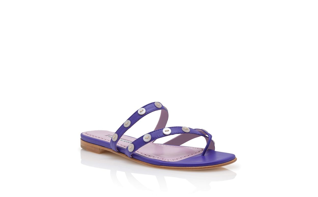 Sandalias Planas de Cuero Napa Morado