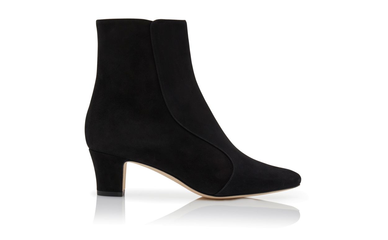 Botas de tobillo redondas de ante negro