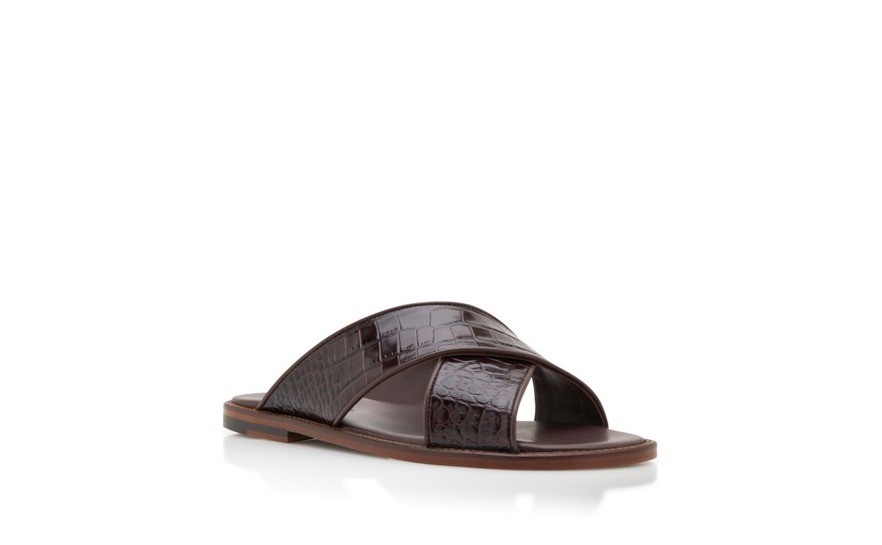 Sandalias de cuero de ternera marrón oscuro