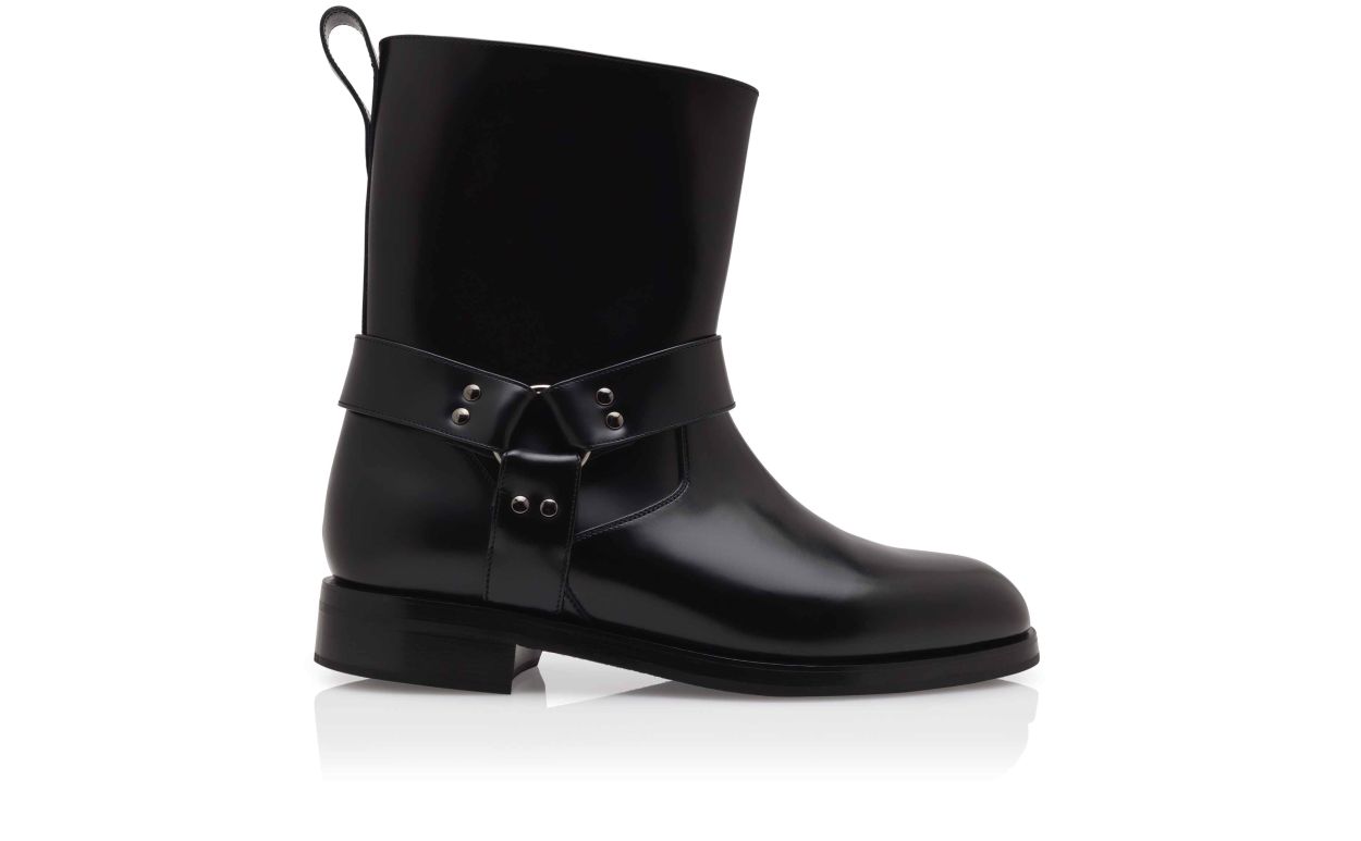 Botas de Motociclista de Cuero de Ternera Negro