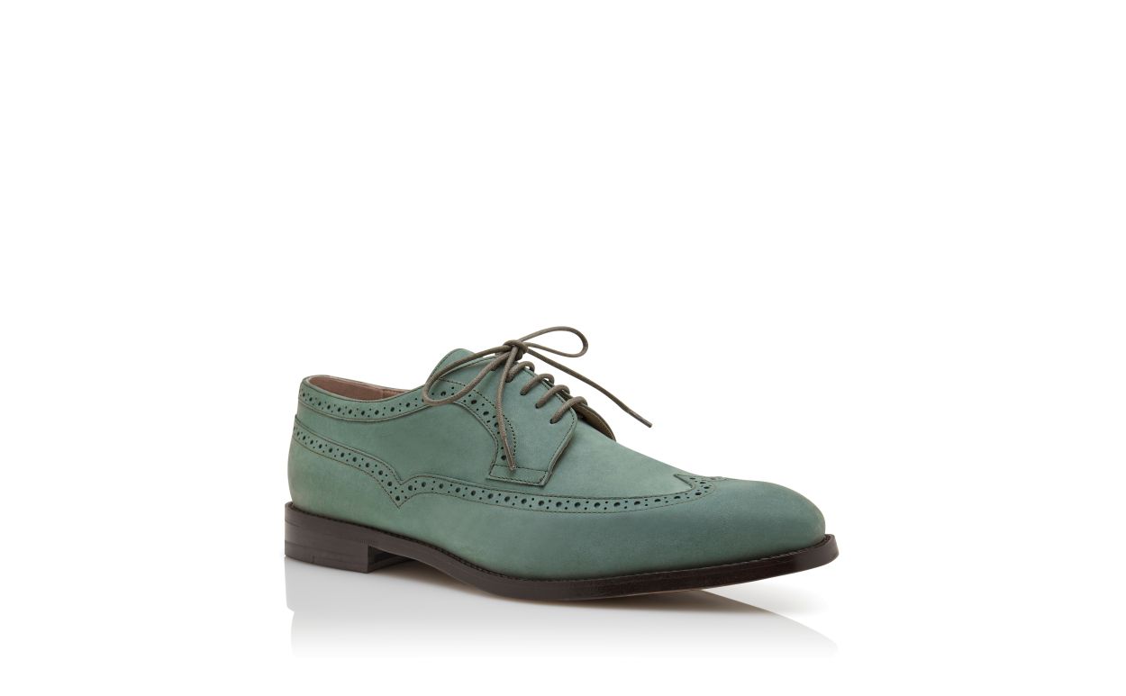Oxfords de ante verde oscuro con cordones