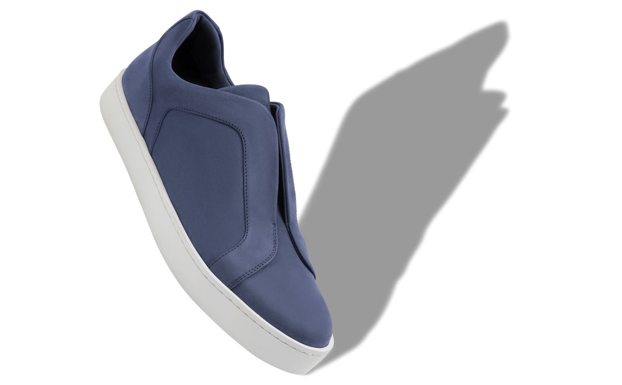 Zapatillas de cuero de becerro azul marino
