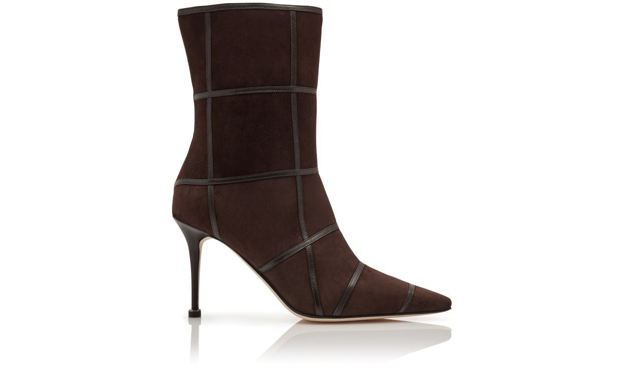 Botas de tobillo con detalle de cruce de ante marrón oscuro
