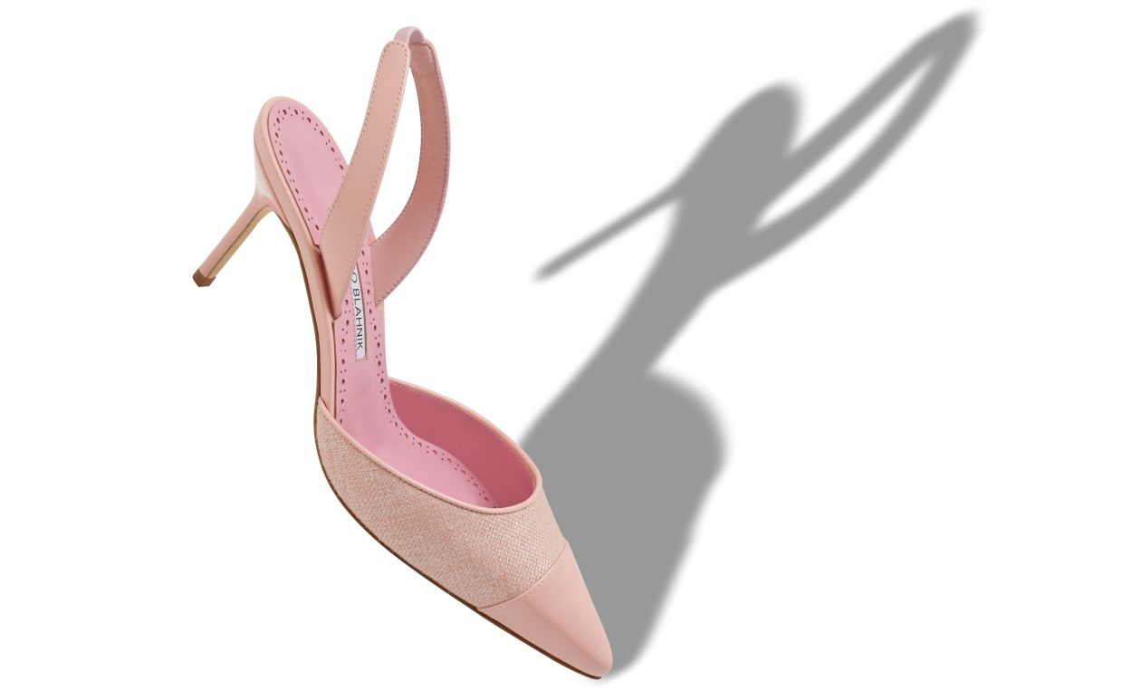 Zapatillas de lino rosa claro con tirador