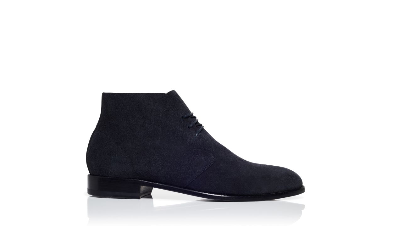 Botas de tobillo de ante azul marino con cordones