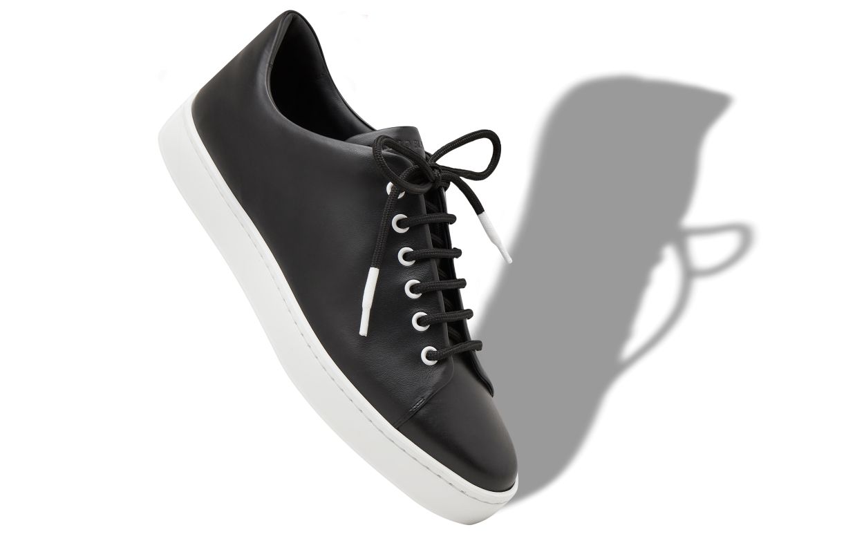 Zapatillas de cuero de ternera negras de corte bajo