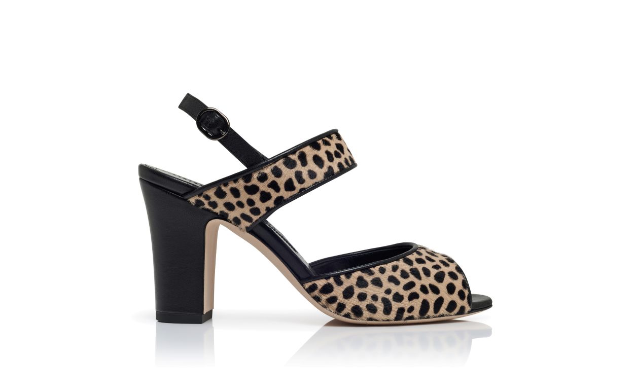 Zapatillas de tiras con pelo de ternera estampado animal