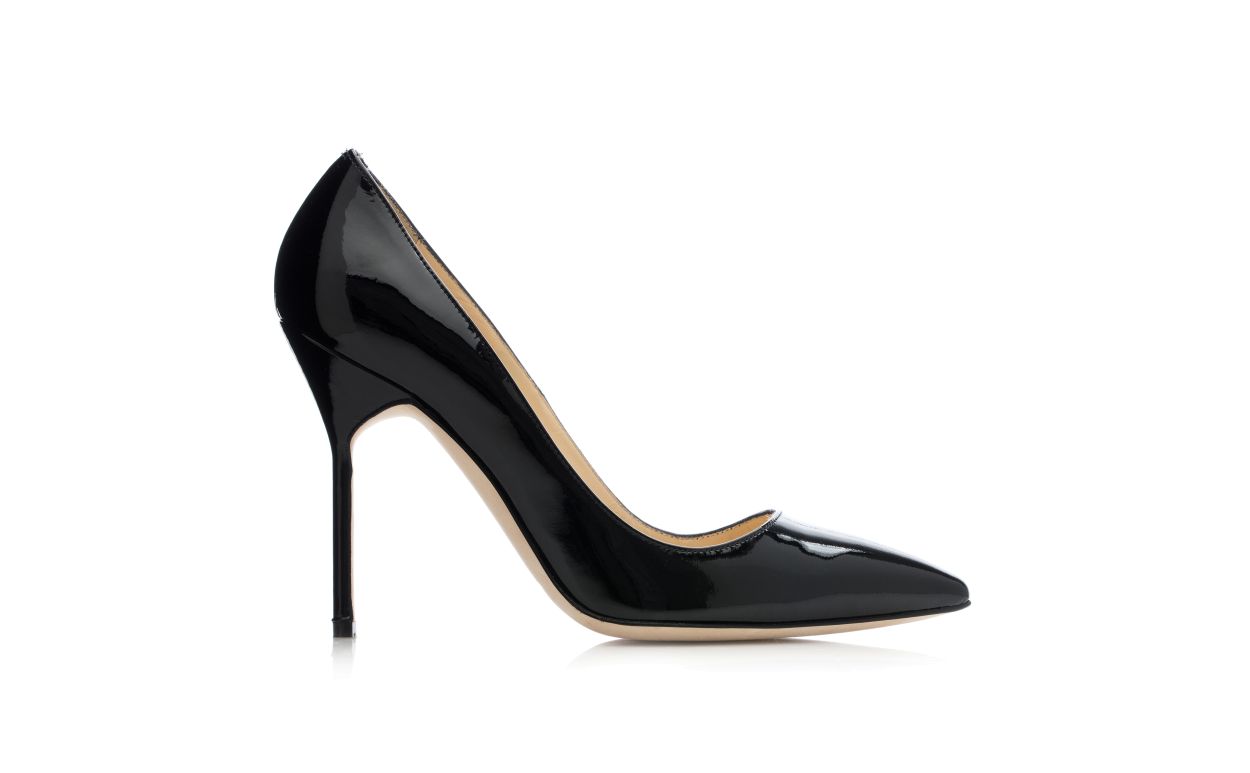 Zapatillas de punta puntiaguda negras brillantes