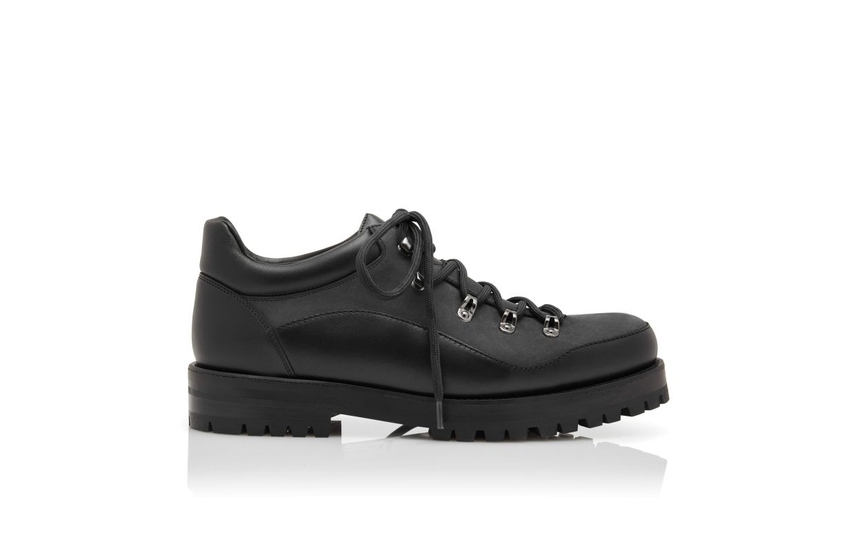 Botas de cuero de ternera negras con cordones