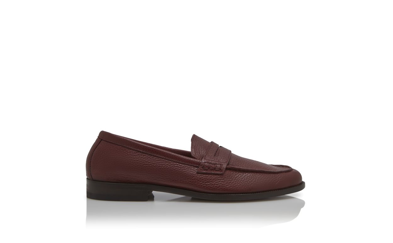 Zapatillas de cuero de ternera rojo oscuro