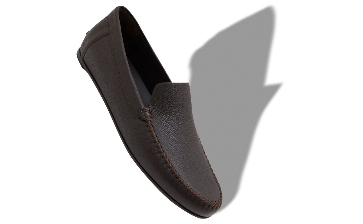 Zapatillas de cuero de ternera marrón oscuro