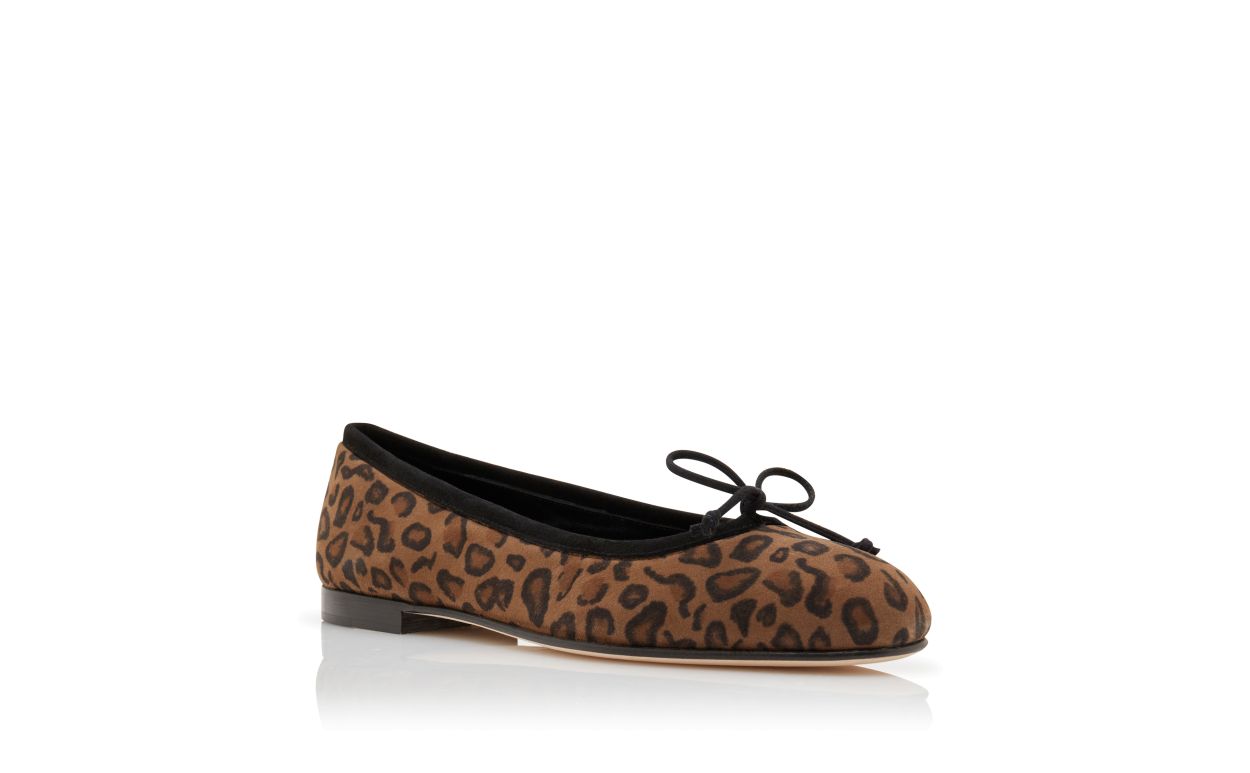 Zapatillas planas de ante marrón con estampado animal