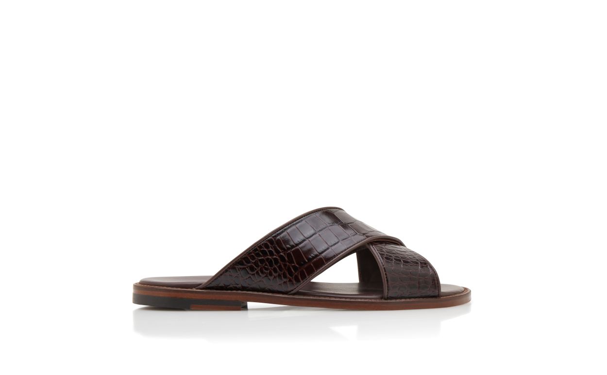 Sandalias de cuero de ternera marrón oscuro