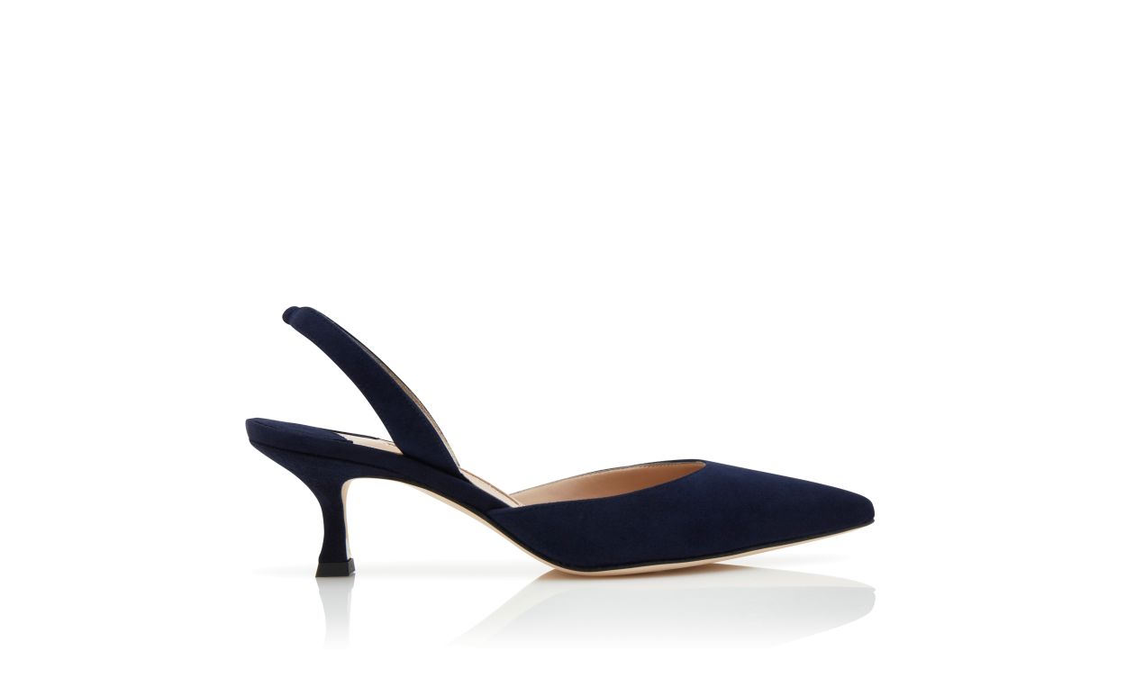Zapatillas de tacón de ante azul marino