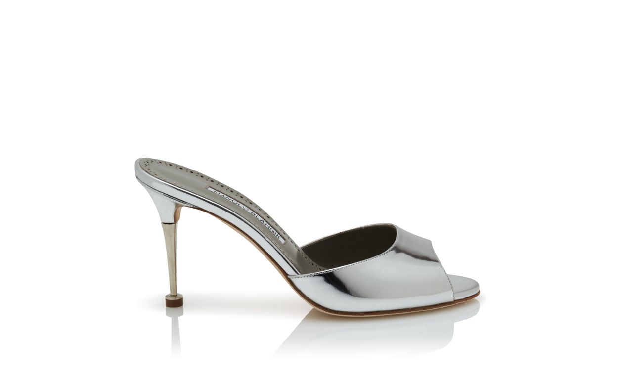 Mules de cuero de ternera plateado