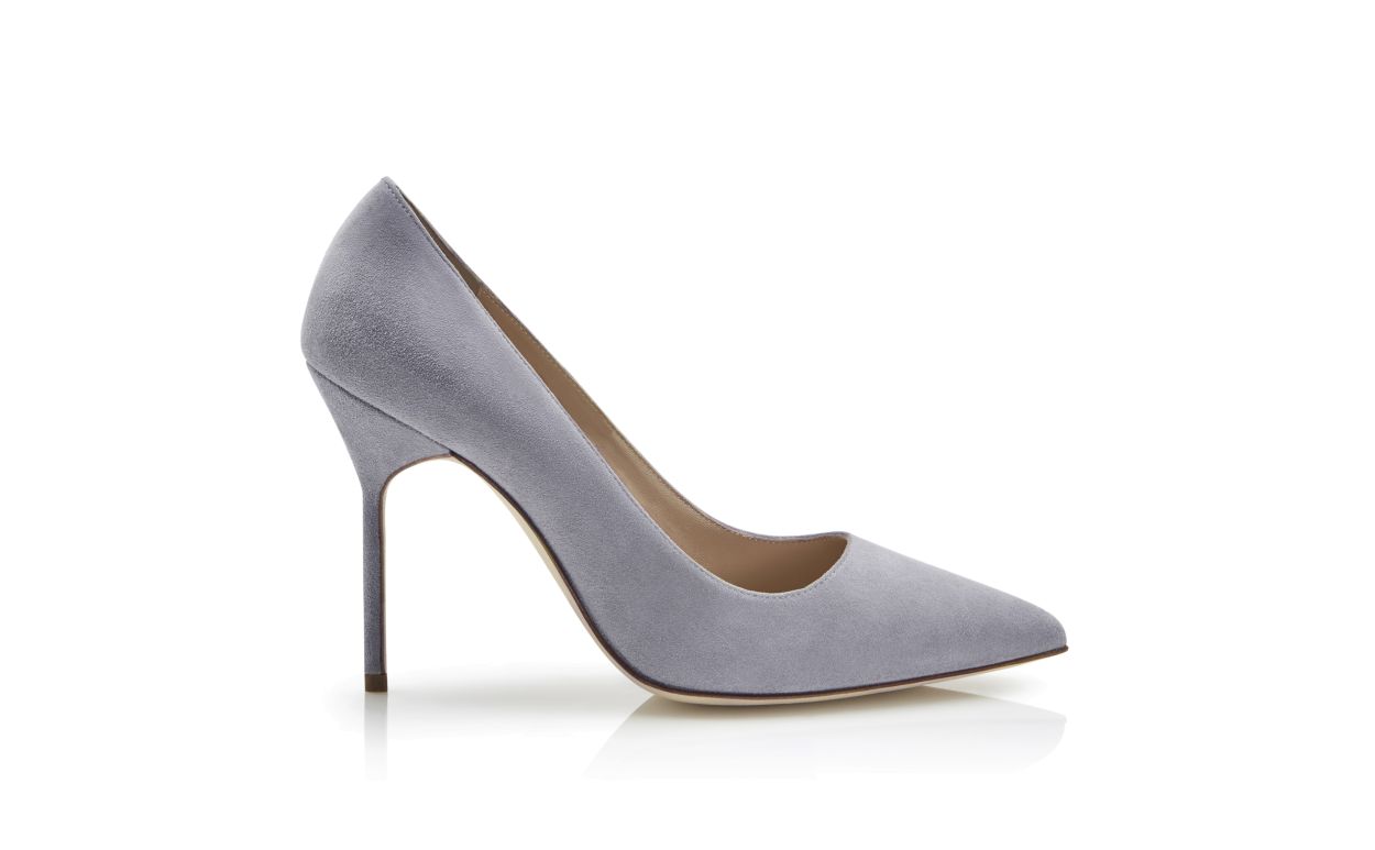 Zapatillas de punta puntiaguda de ante gris claro