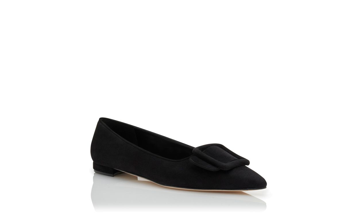 Zapatillas planas de ante negro con hebilla