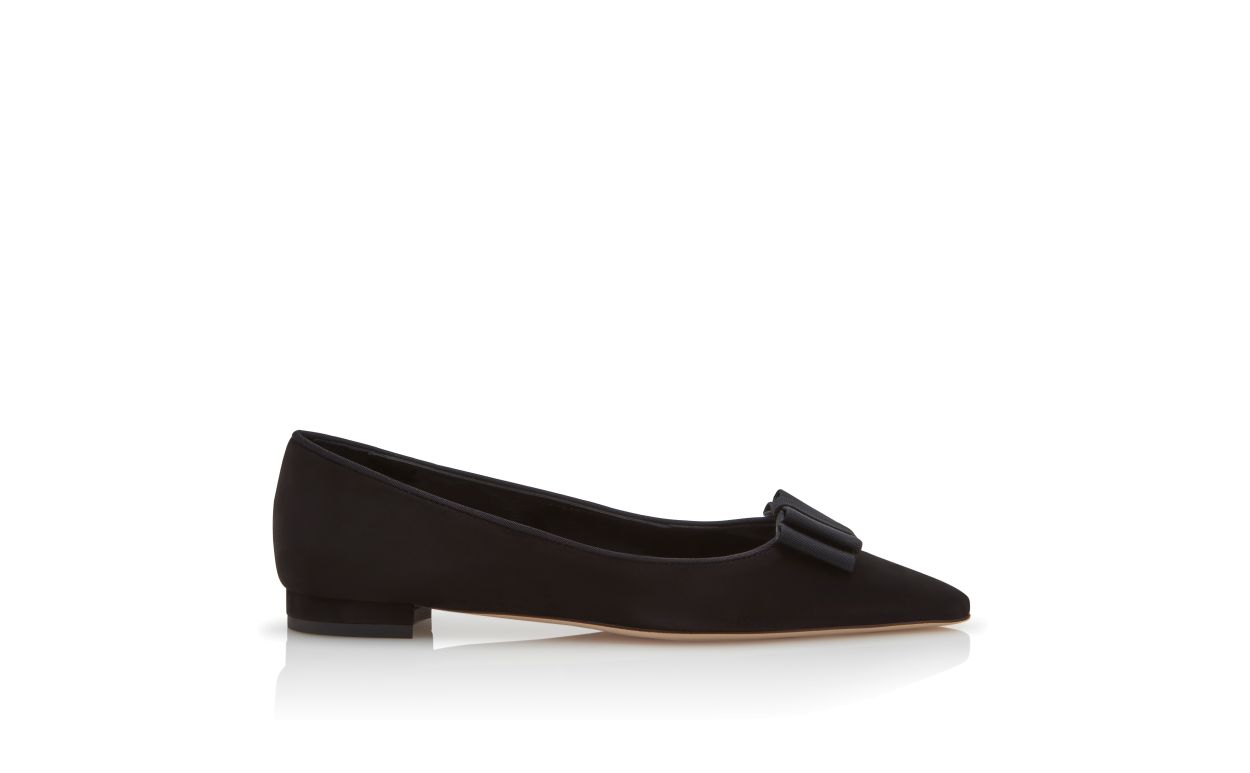 Zapatillas planas de bailarina de ante negro con detalle de lazo