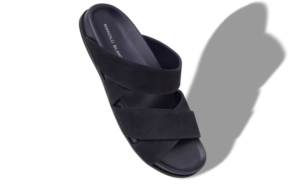 Chancletas de ante azul marino