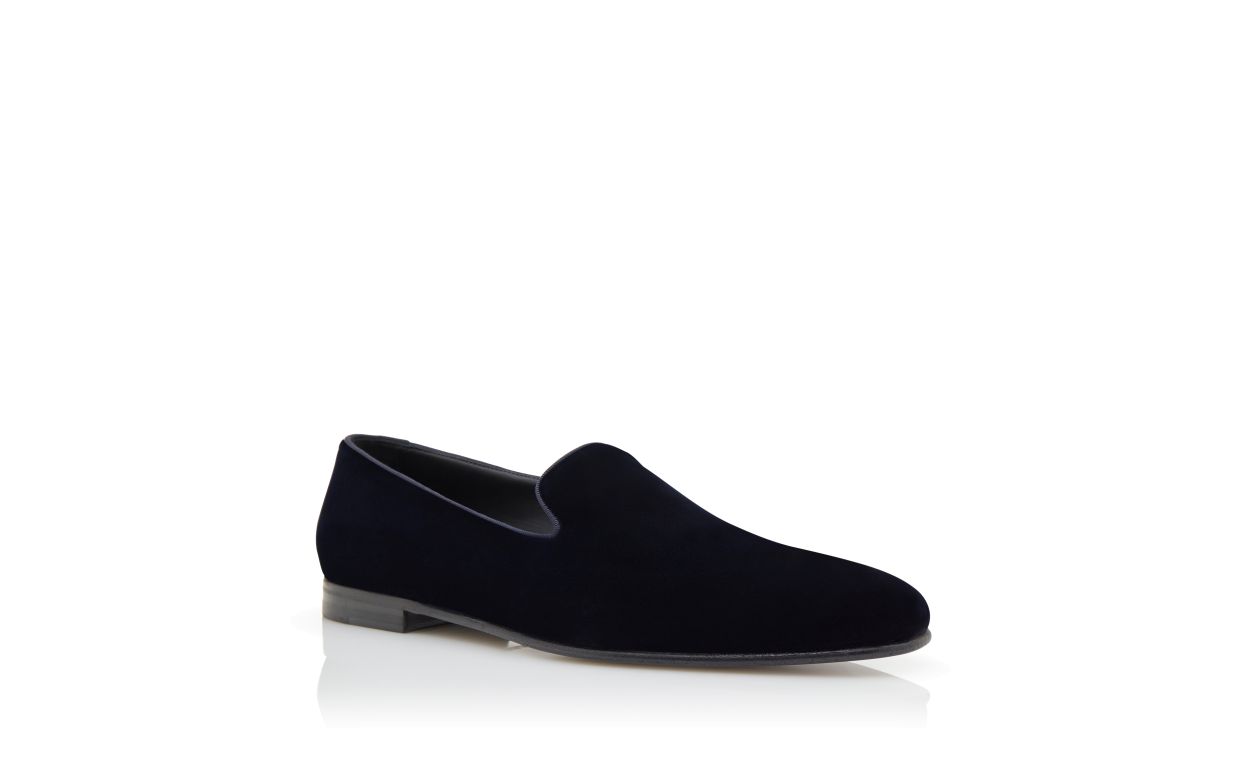 Zapatillas de vestir de terciopelo azul marino