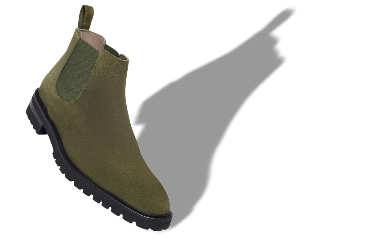 Botas de tobillo de ante caqui