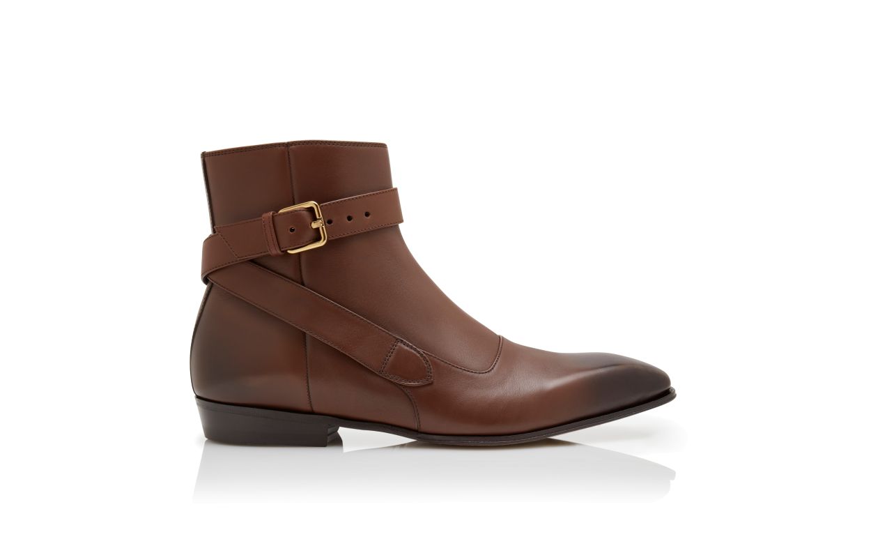 Botas de tobillo de cuero de novillo marrón
