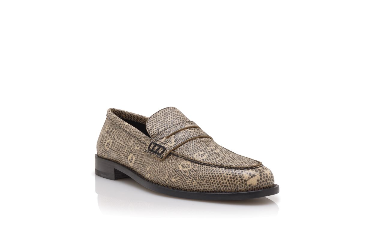 Zapatillas de cuero de ternera con estampado de lagarto